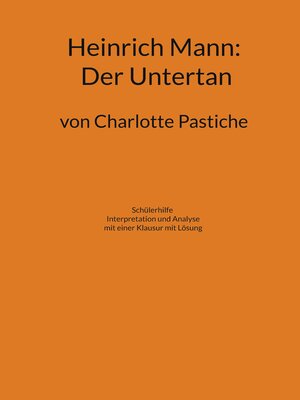 cover image of Heinrich Mann--Der Untertan